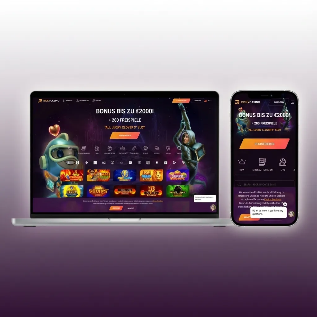 Screenshot of Ricky casino website with top navigation tabs and game filters for sports, casino, and promotions
