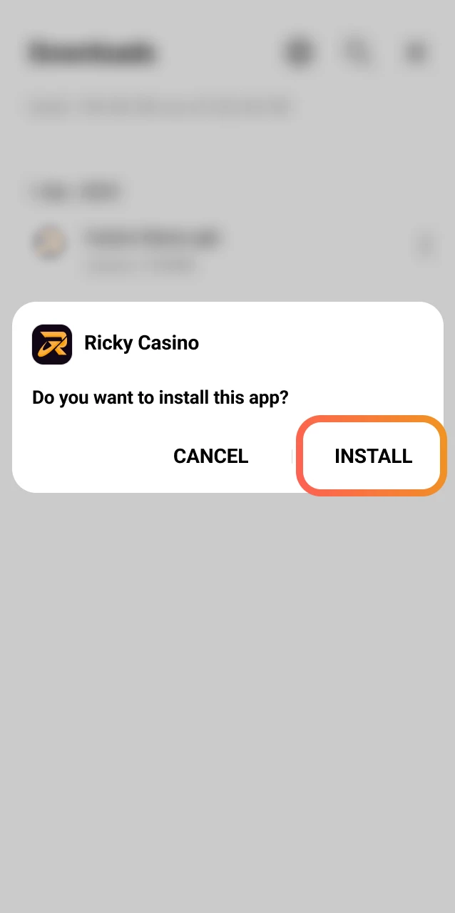 Finish installing Ricky Casino, open the app, and log in to play Aviator on mobile.