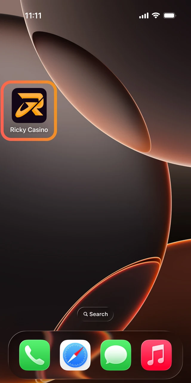 Tap the new Ricky Casino icon on your home screen to open the site in full-screen mode.
